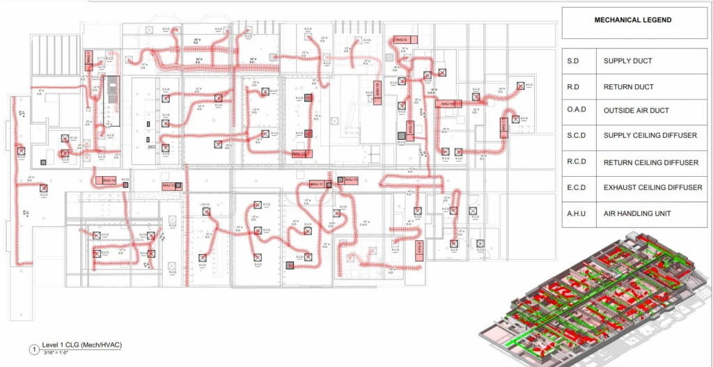As-built CAD drawings for ceiling HVAC-P - Reality IMT